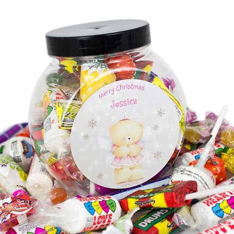 Personalised Forever Friends Christmas Angel 250g Sweet Jar